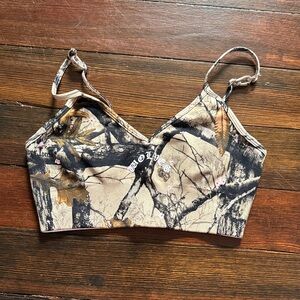 Darc Sport Beige Camo Print Sports Bra